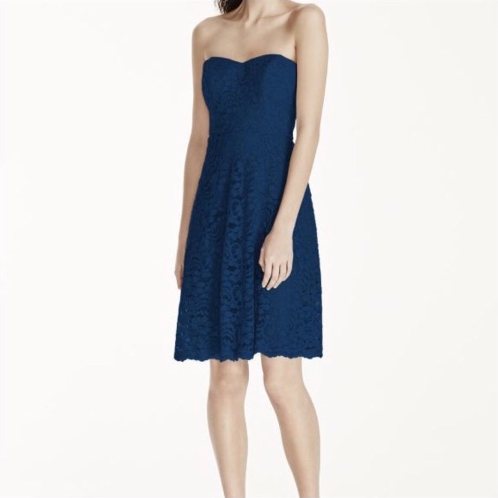 David’s Bridal NWT Marine Blue Lace Dress 10 12 L
